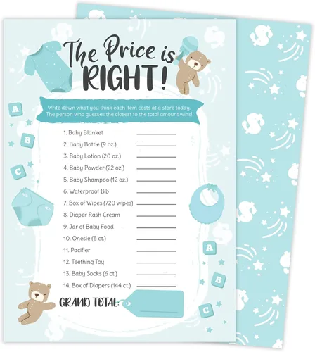 Desert Cactus Price is Right - Juego de baby shower – Juego de adivinanzas para niños y niñas, invitación de revelación de género neutro (25 ct Boy)
