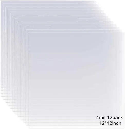 Paquete de 12 hojas de plantillas de Mylar transparente de 4 mil, plantillas en blanco de 12 x 12 pulgadas, material de plantilla reutilizable, haz