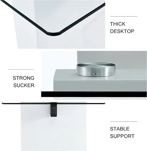 Miniatura 4 de FURNITO Mesa de comedor de vidrio de 71 pulgadas para 6 a 8,0,39 pulgadas de superficie de vidrio grueso con mesa de comedor de pedestal de MDF Mesa