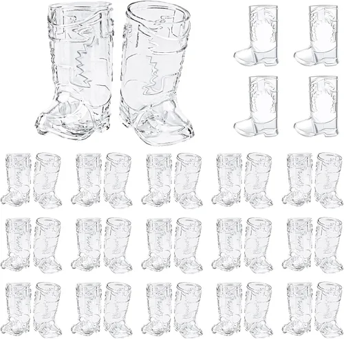 Miniatura 9 de Vasos de chupito de botas de Cowboy de plástico SAIAOKJ, 24 piezas de 1 oz, suministros para fiestas con temática de botas de Cowboy, reutilizables