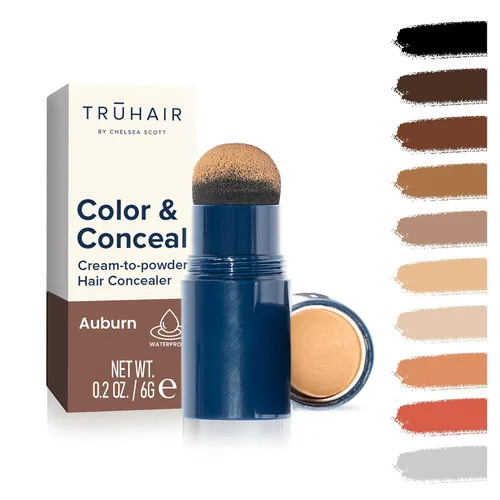 Truhair Color & Conceal Impermeable Retiro de Raíces - Cobertura de Cabello para Cubrir Canas y Relleno de Línea del Cabello - 11 Colores Caoba