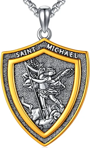 Miniatura 299 de Collar con colgante de plata de ley 925 con medalla de San Patrón, joyería religiosa para hombres y mujeres, con cadena de acero inoxidable 316L