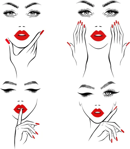 Miniatura 8 de Calcomanía de pared de cara sexy extraíble con ojos y labios rojos, calcomanías de pared para despegar y pegar, contorno de belleza, decoración