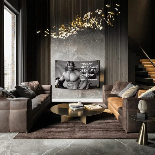 Miniatura 6 de Arnold Schwarzenegger Puedes tener resultados o excusas. No ambos. Bandera de 3 x 5 pies Cartel Inspirador Bandera duradera para pared de cueva