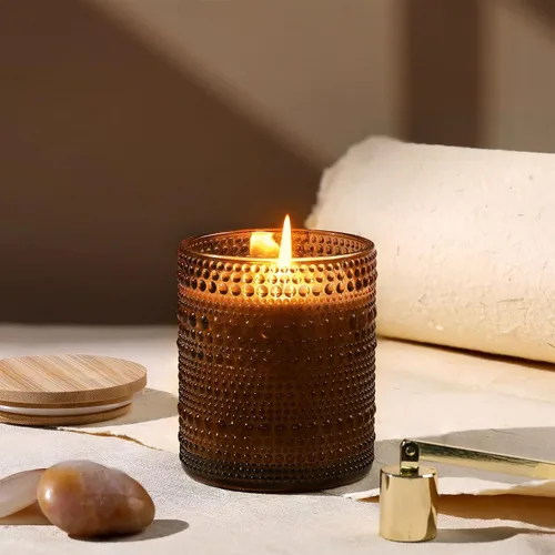 Miniatura 3 de DEVI Tarros de vela de vidrio Amber Empry de 14 onzas para hacer velas (paquete de 6), tarros de velas de 3 mechas, recipientes de velas vacíos a