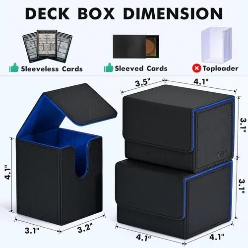 Miniatura 4 de Caja de almacenamiento de cartas ZLCA para cartas de intercambio, caja de cubierta para cartas MTG YuGiOh, caja de almacenamiento magnética de piel