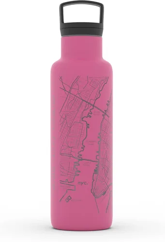 Miniatura 83 de Well Told Botella de agua aislada con mapa de Washington DC grabado, botella de acero inoxidable grabada (21 onzas, blanco) botella aislada de mapa