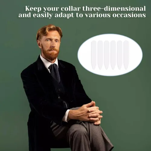 Miniatura 6 de 100 unidades de cuello blanco de 2 pulgadas para camisas de vestir de hombre, estancias de cuello de plástico, estancias de cuello de camisa