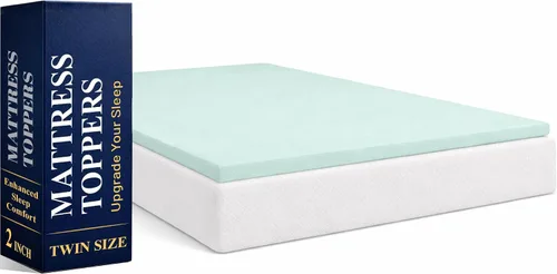 Miniatura 24 de Greaton, Cubrecolchones de espuma viscoelástica de gel contorneado de 1 pulgada para mayor comodidad y apoyo, individual, azul.
