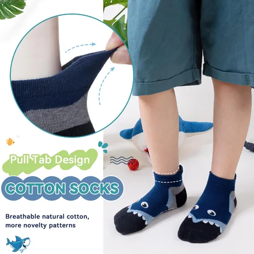 Miniatura 3 de Eyean Calcetines tobilleros de algodón para niños, diseño de animales, suaves, antideslizantes, para niños y niñas, calcetines invisibles, 6 pares