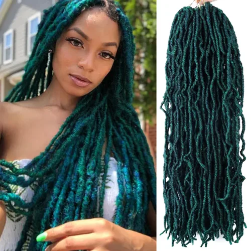Miniatura 9 de Violet Rastas sintéticas de ganchillo de 18 pulgadas, trenzas de ganchillo naturales, trenzas sintéticas preenrolladas para mujeres negras