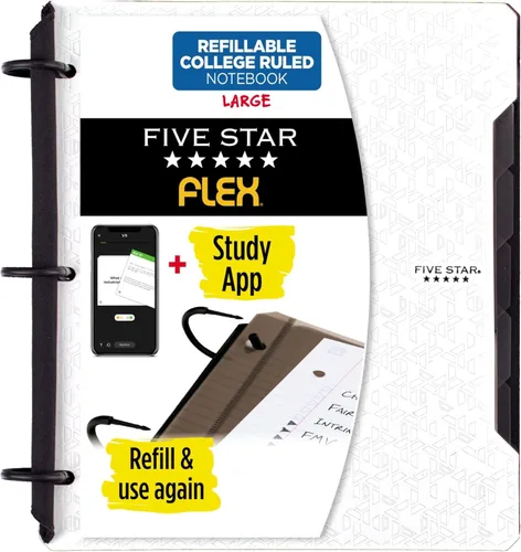 Miniatura 16 de Five Star Flex - Cuaderno recargable + aplicación de estudio, papel rayado universitario y carpeta de anillos TechLock de 1 pulgada con bolsillos