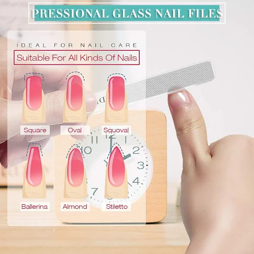 Miniatura 3 de Lima de uñas de cristal, 2 unidades de brillo de uñas de vidrio mejorado para uñas naturales, nano pulidor de uñas con estuche, kit de herramientas