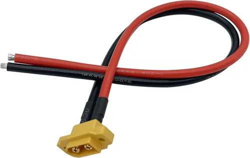Miniatura 4 de 2 unidades Amass XT60E-M - Conector de batería macho montable, conector de montaje en panel XT60 con cable de 11.8 in para batería RC Lipo FPV