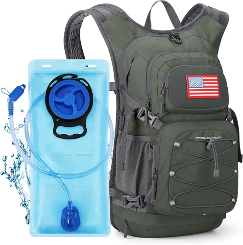 Miniatura 14 de Maelstrom Mochila de senderismo de hidratación con bolsa de agua de 2L/3 L, válvula de mordida de alto flujo, mochila de agua para hombres
