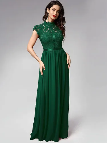 Miniatura 3 de Vestido Miusol de encaje floral, formal, hombro cubierto, para noche, largo, fiesta, para mujer