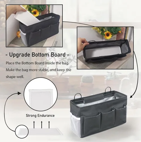 Miniatura 3 de Kanrichu - 2 piezas, organizador grande de 3 bolsillos para colgar en la pared, bolsa de almacenamiento de tela de lino para colgar en la puerta