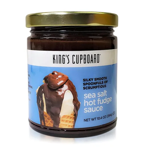 Salsa de Chocolate con Ganache Caliente de Sal Marina de King's Cupboard - La Salsa de Ganache Caliente Perfecta para Cubrir Helado y Postres, Riego