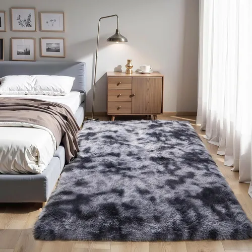 Miniatura 20 de KCHOWUA Alfombras Esponjosas y Peludas de Unicornio para Dormitorio de Niñas, 3x5 pies Lavable Antideslizante Alfombra de Área Shag Peluda para Sala