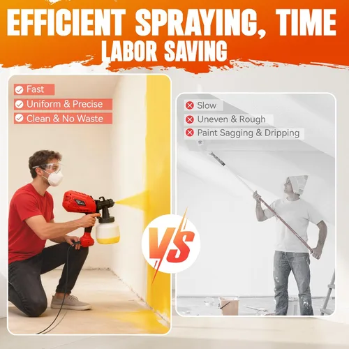 Miniatura 6 de Pistola de pintura eléctrica HVLP de 750 W, recipiente desmontable de 40.58 onzas, 4 boquillas, 3 patrones de pulverización y control de flujo