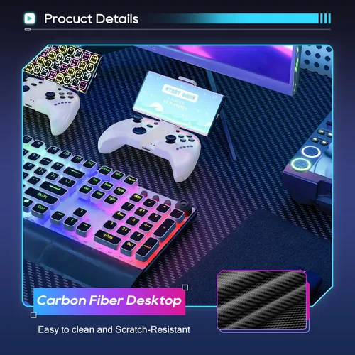 Miniatura 6 de BestOffice Escritorio para juegos de 35 pulgadas, escritorio para computadora de PC, estación de trabajo en forma de Z, mesa de trabajo ergonómica