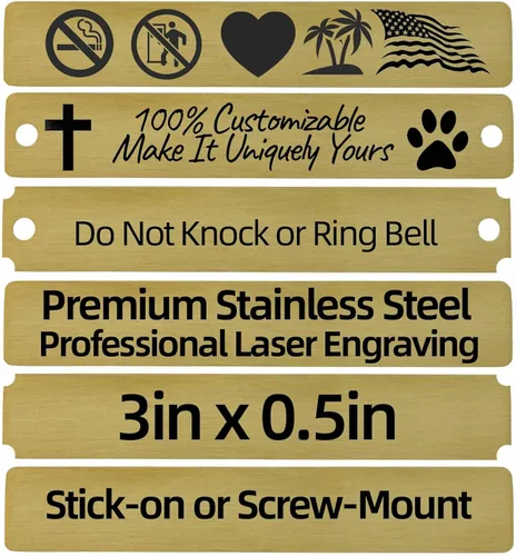 Miniatura 18 de Placa de Nombre Personalizada Grabada, Placa de Nombre Personalizada de Acero Inoxidable Cepillado, Placa de Nombre Personalizada de Metal Grabado