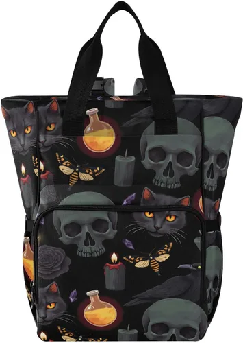 MNSRUU Bolsa de pañales de calavera gris, mochila multifunción para pañales de viaje, bolsa de pañales de gran capacidad, mochilas para cambiar