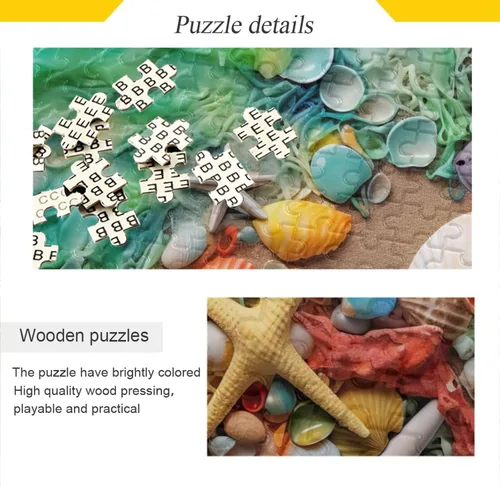 Miniatura 2 de Sea Creatures Shells Jigsaw Puzzles 500 Pieces for Adults with Mesh Storage Bag 2011761
