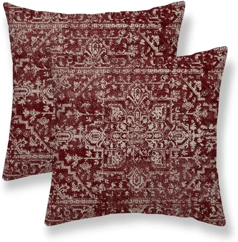 Miniatura 36 de Juego de 2 fundas de almohada bohemias de 16 x 16 pulgadas, color negro y marrón, fundas de almohada con patrón de alfombra étnica rústica, fundas