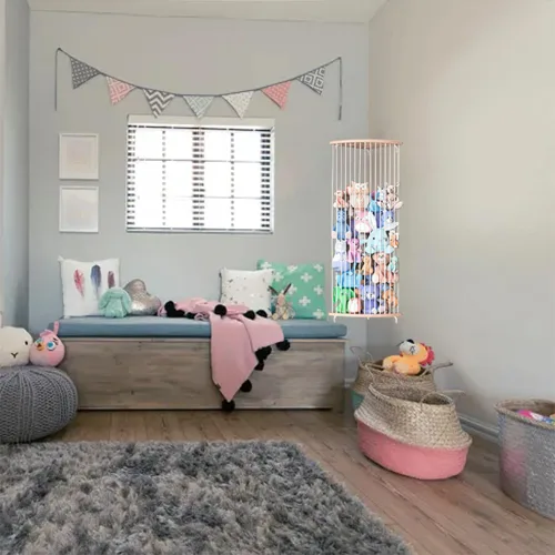 Miniatura 3 de Almacenamiento de animales de peluche, almacenamiento de peluche de esquina de madera, estante organizador de juguetes para guardería, sala