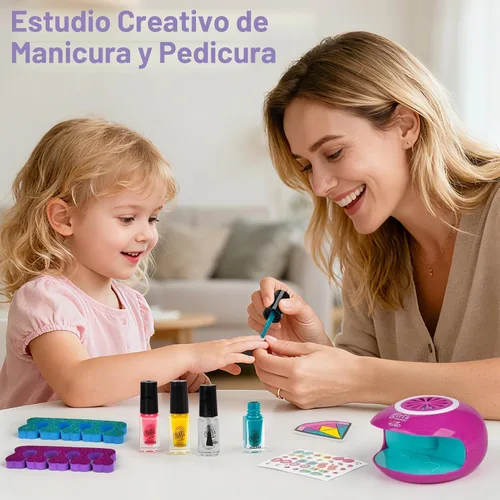 Miniatura 5 de Dreamon Juego de 25 piezas de spa de pies y uñas para niños, kit de día de spa para niños con bañera de masaje de luz arcoíris de tamaño medio