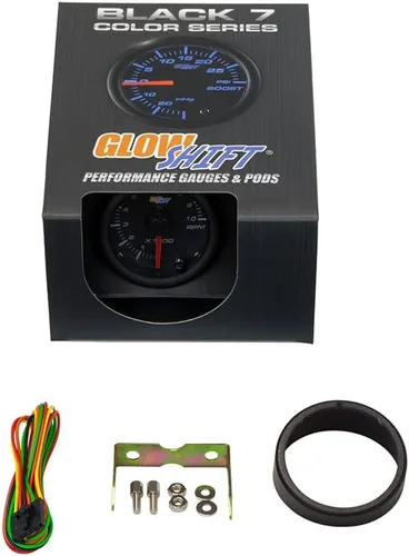 Miniatura 6 de GlowShift Tacómetro negro de 7 colores, 10,000 rpm, para motores de gasolina de 1 a 10 cilindros, esfera negra, lente transparente, 2-1/16 pulgadas