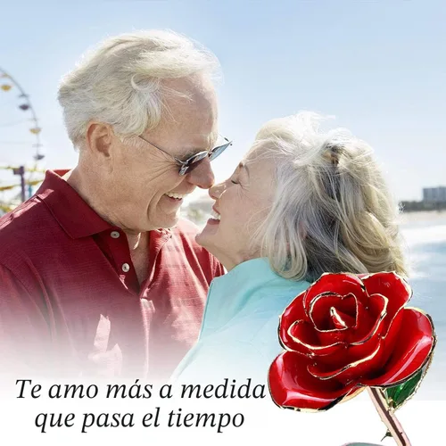 Miniatura 8 de Sinvitron Rosa Infinita Bañada en Oro - Rosa Eternamente Preservada en Resina Flor Eterna para Decoración de Cumpleaños, Día de la Madre, Rojo
