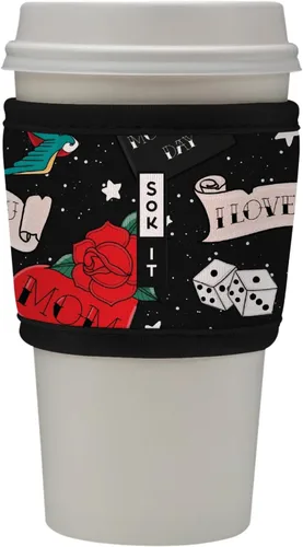 Miniatura 114 de Sok It HotSok Coffee & Tea - Funda de neopreno con aislamiento reutilizable (floral abstracto)