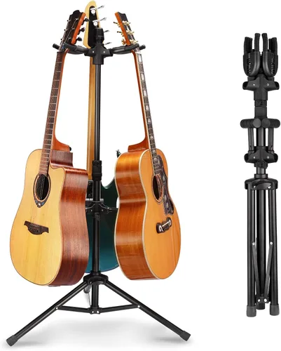 Miniatura 9 de GUITTO Soporte para guitarra - Bloqueo automático resistente, ajustable y plegable para acústica/eléctrica/bajo (capacidad de 15 kg), base