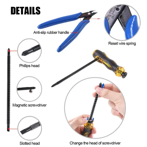 Miniatura 4 de Glarks - Juego de herramientas para cables coaxiales, herramienta de crimpado de conectores RF coaxiales + pelacables coaxiales + conectores machos