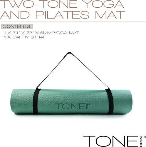 Miniatura 3 de TONE Fitness Esterilla de yoga antideslizante de 1/4 pulgadas de grosor para ejercicios y pilates para entrenamientos en casa con correa