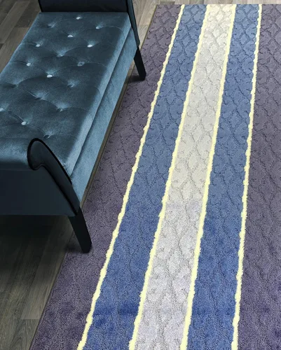 Miniatura 3 de Alfombra de pasillo de longitud personalizada, antideslizante, 26 pulgadas de ancho x tu elección de longitud, azul damasco, 26 pulgadas x 3 pies