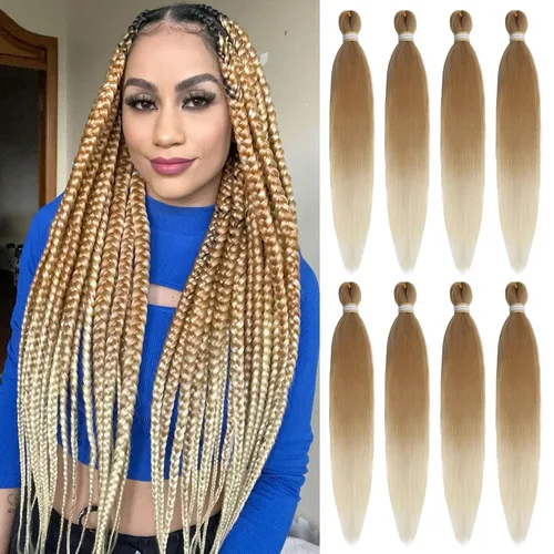 Miniatura 42 de Beyond Beauty - Trenzas preestiradas de cabello profesional sin picazón, ajuste de agua caliente, fibra sintética, textura Yaki, extensiones