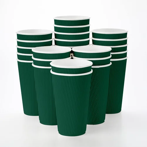 Miniatura 59 de Vasos de café de papel aislado de pared corrugada, 12 onzas, 12 onza, Negro