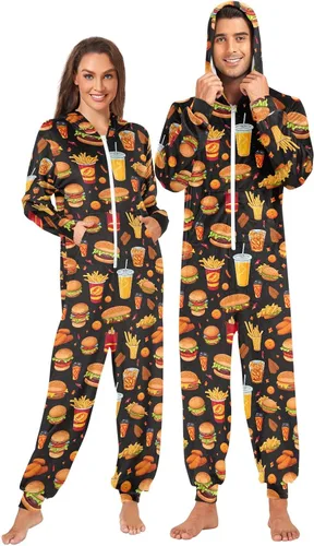 Miniatura 2 de CHIFIGNO Pijama de una pieza para adultos, disfraz de Halloween de una pieza, disfraz de Navidad o cosplay