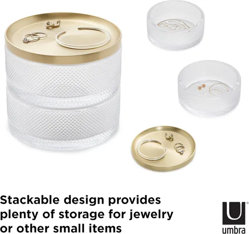 Miniatura 17 de Umbra Tesora - Joyero de dos niveles con tapa extraíble, organizador de joyas