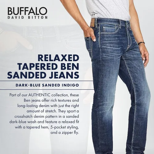 Miniatura 3 de Buffalo David Bitton Ben - Jeans de mezclilla cónicos relajados para hombre