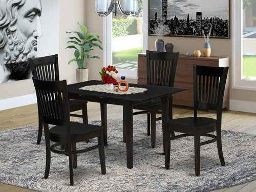 Miniatura 2 de East West Furniture NOVA5-BLK-W - Juego de muebles de comedor de 5 piezas, incluye una mesa de cocina rectangular con hojas de mariposa y 4 sillas