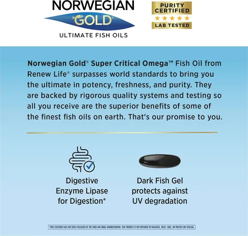 Miniatura 4 de Renew Life Norwegian Gold - Aceite de pescado para adultos, omega súper crítico, suplemento de aceite de pescado omega-3, sin gluten ni lácteos, 60