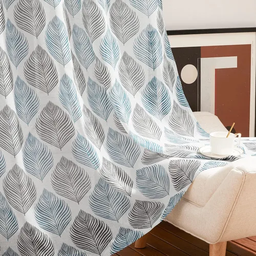 Miniatura 12 de NICETOWN Cortinas bohemias de lino transparente para sala de estar, cortinas semitransparentes de granja con patrón de rayas bohemias, cortinas Gris