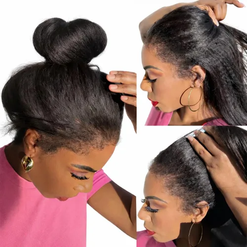 Miniatura 13 de Bling Hair - Pelucas de cabello humano lacio sin pegamento de 13 x 6 para mujer, peluca con cordón mejorada, densidad del 180%, peluca frontal