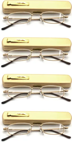Miniatura 7 de Paquete de 4 lentes de lectura portátiles delgados y delgados con estuche de bolsillo para hombres y mujeres