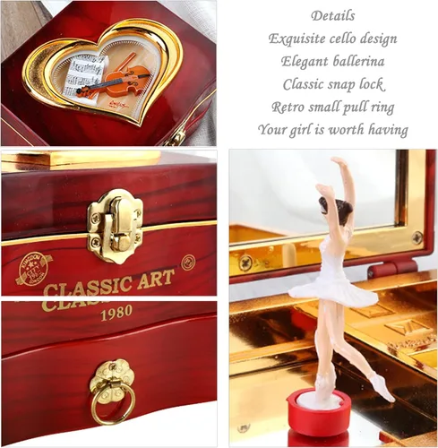 Miniatura 4 de Miukage Joyero musical para niñas, joyero de bailarina con elegantes pulseras y collares