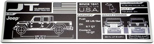 Placa de datos Jeep® (Gladiator JT)